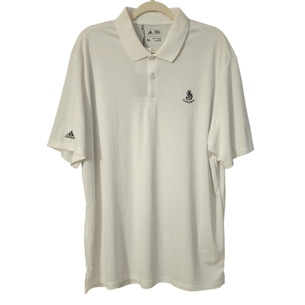 Adidas Mens Adiperform Golf Polo Shirt White Lookaway Logo XL AE4744